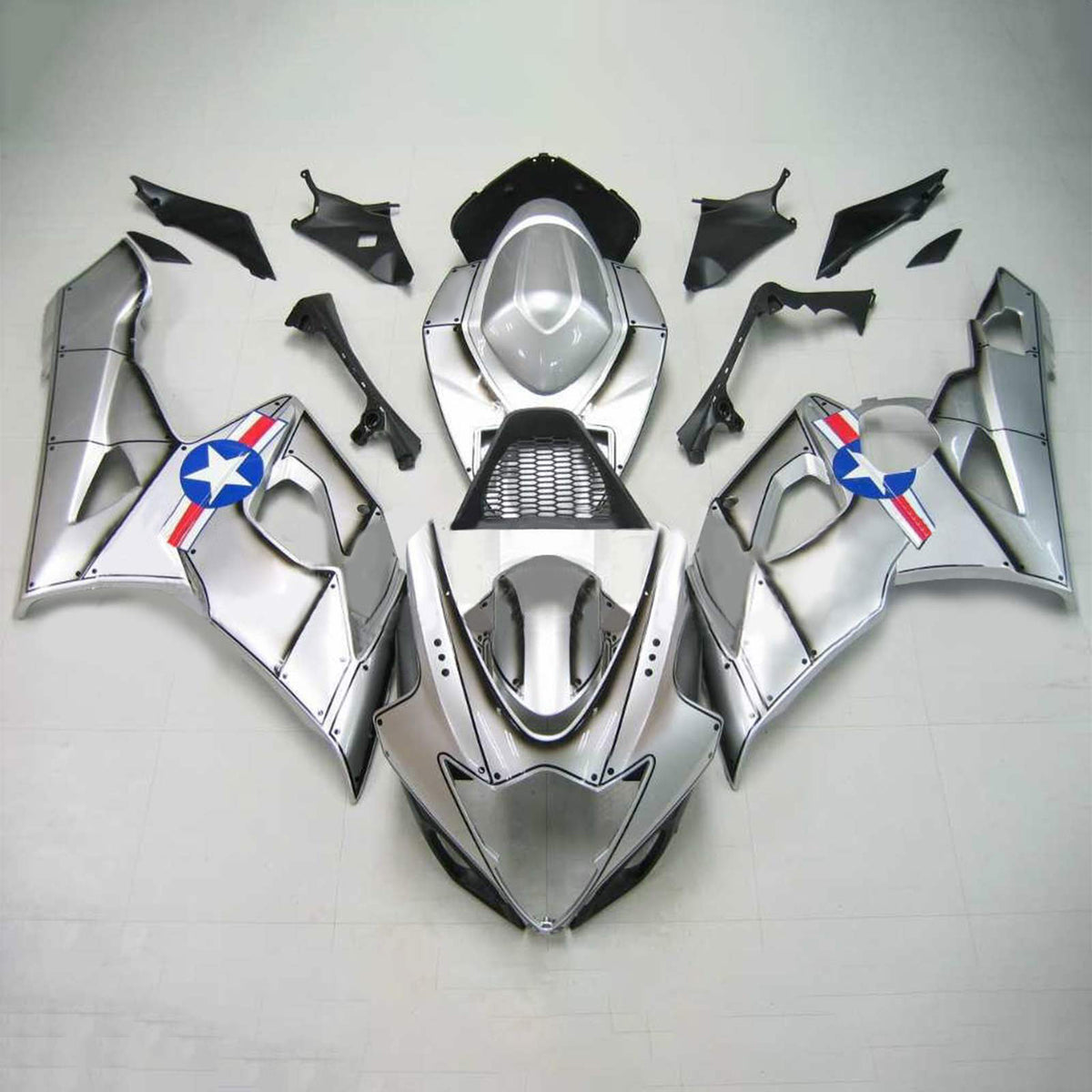 Amotopart 2005-2006 Suzuki GSX-R1000 K5 Kit de carénage gris noir blanc