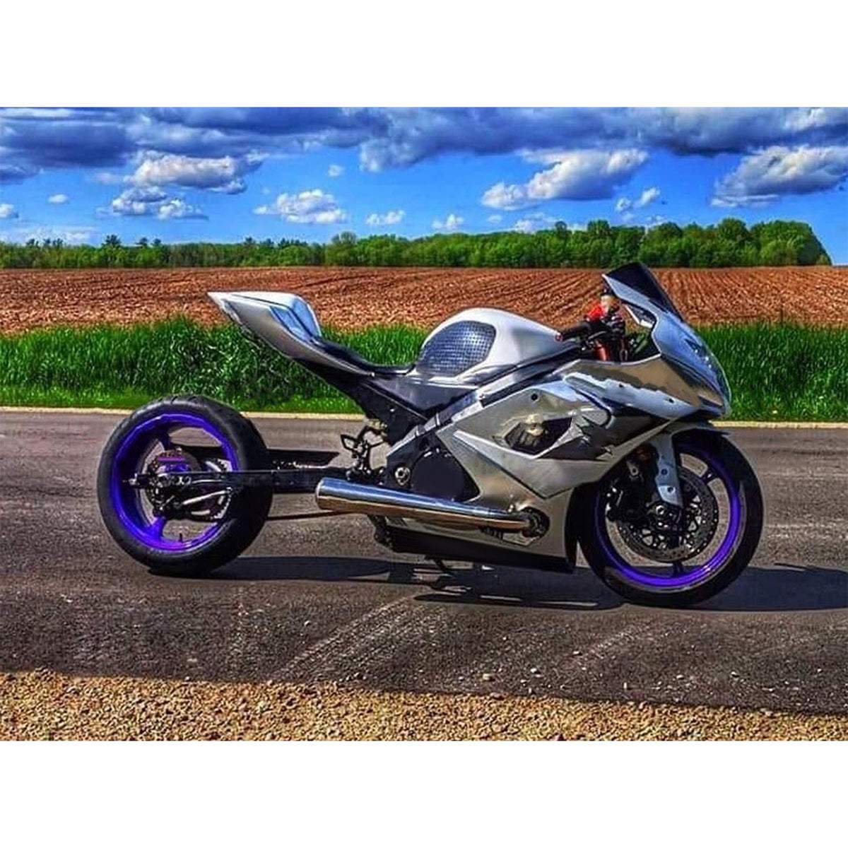 Amotopart 2005-2006 Suzuki GSX-R1000 K5 Kit de carénage gris noir blanc
