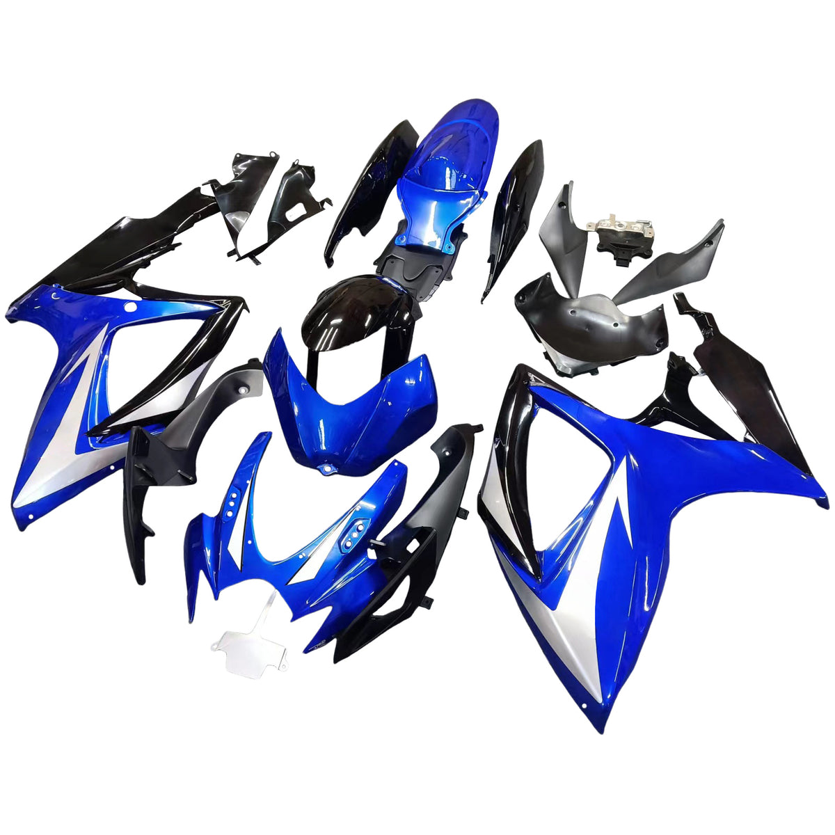 Amotopart 2006–2007 Suzuki GSX-R600 750 Blau Weiß Schwarz Verkleidungsset