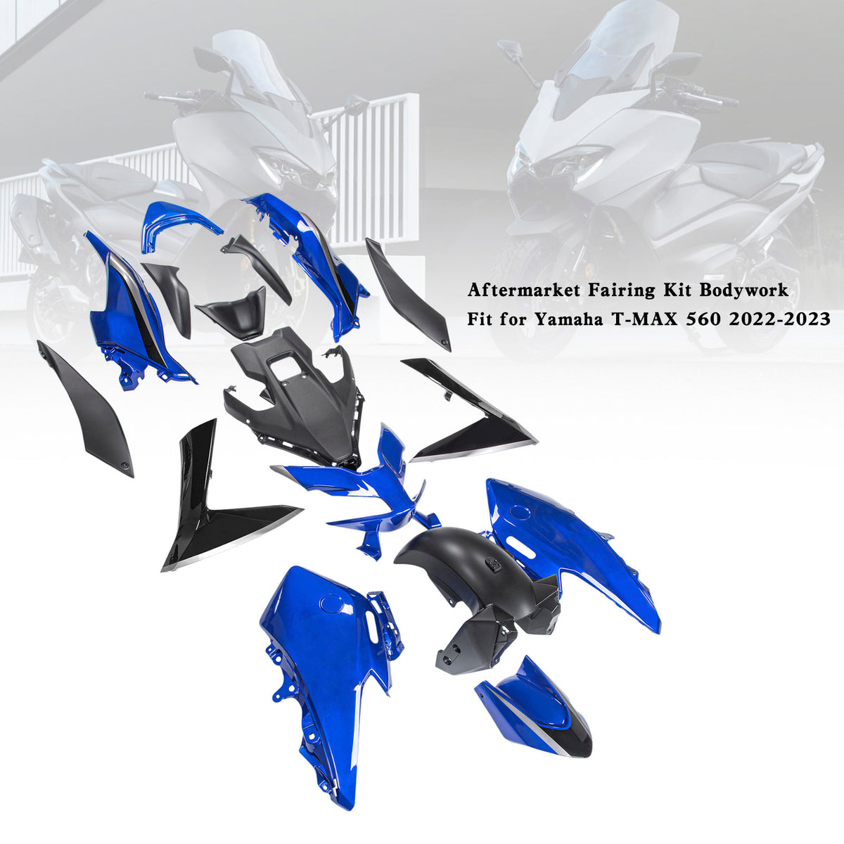 Amotopart 2022-2024 Yamaha TMAX 560 Black Blue Fairing Kit