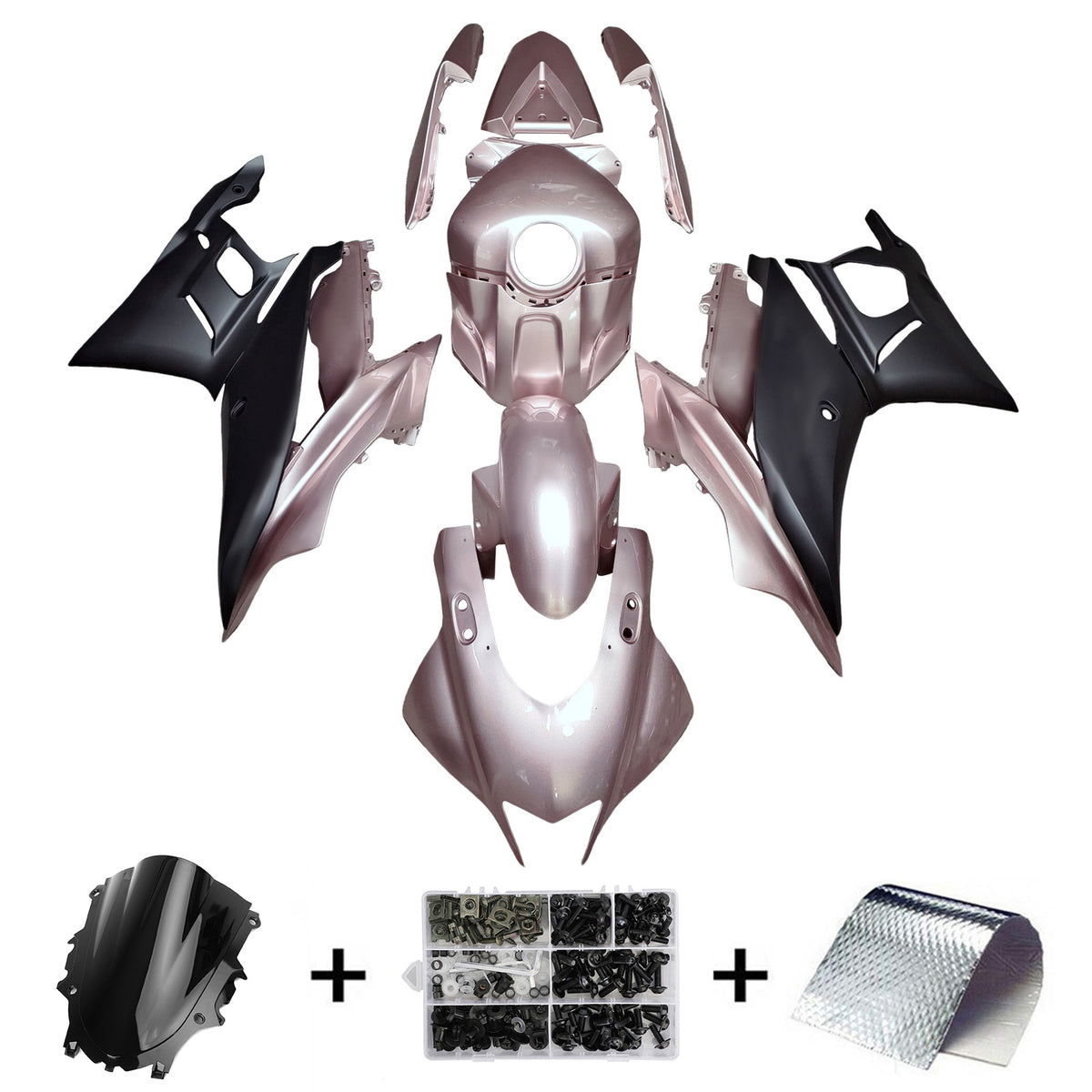 Amotopart 2022-2024 ヤマハ YZF-R3 R25 ブラック ホワイト グレー フェアリングキット
