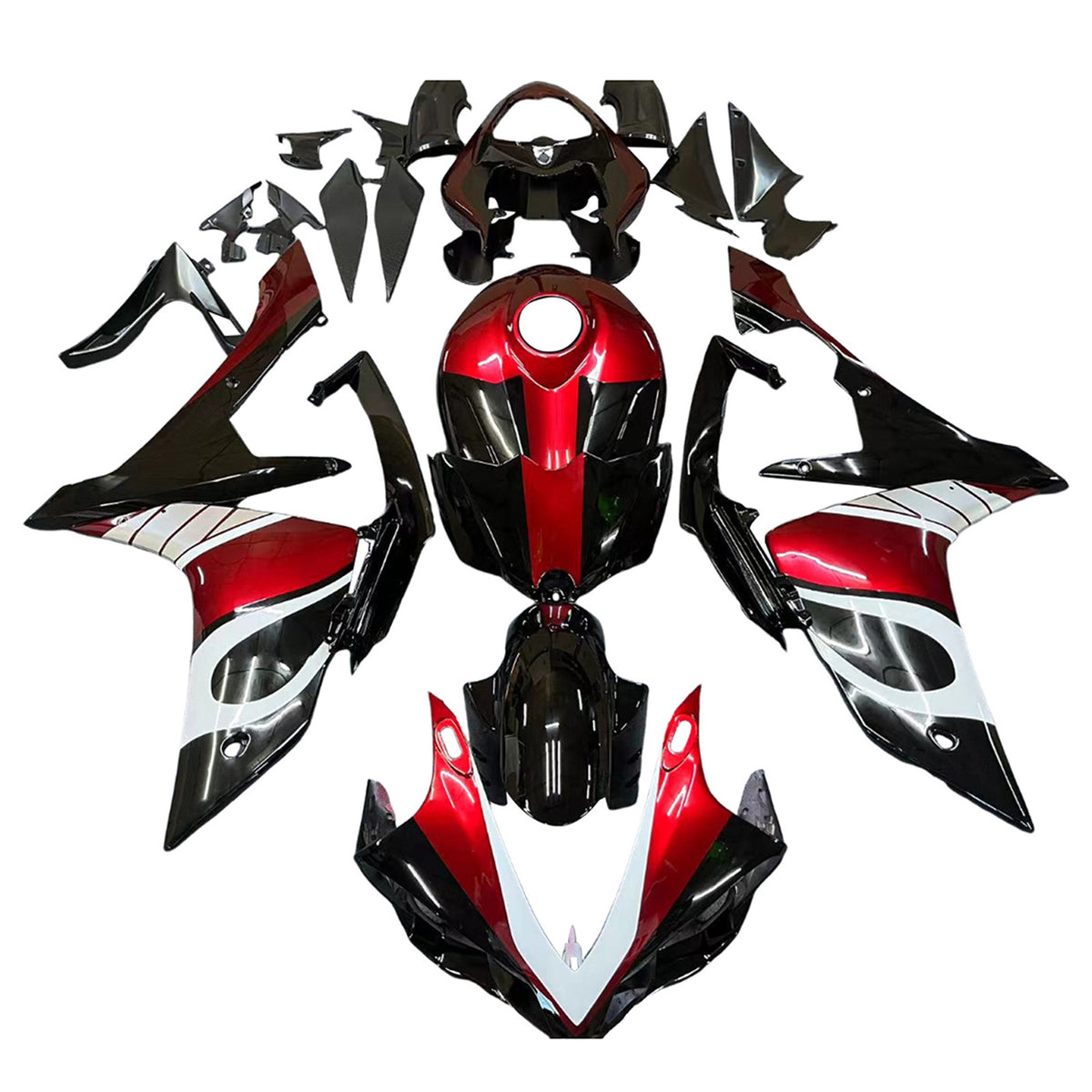 Amotopart 2007-2008 Yamaha YZF-R1 White Black Red Fairing Kit