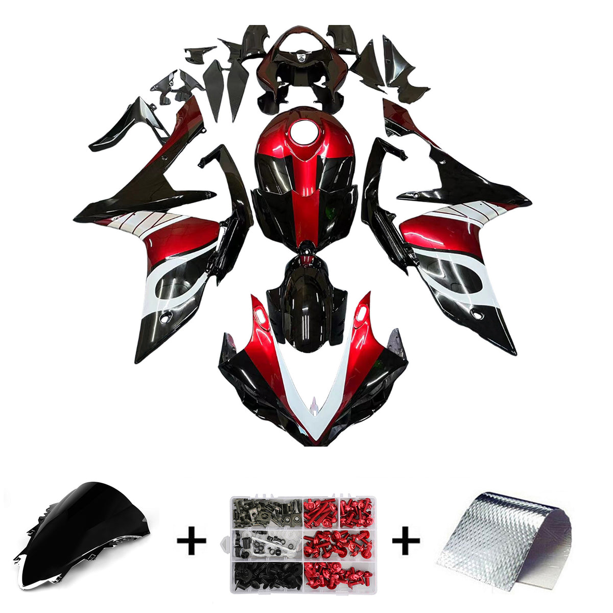 Amotopart 2007-2008 Yamaha YZF-R1 White Black Red Fairing Kit