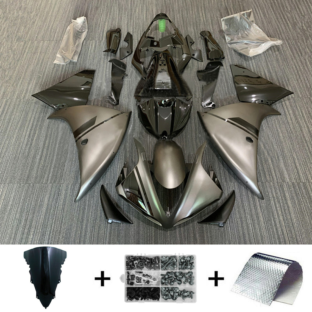 Amotopart 2009-2011 ヤマハ YZF-R1 ブラック ゴールド グレー フェアリングキット