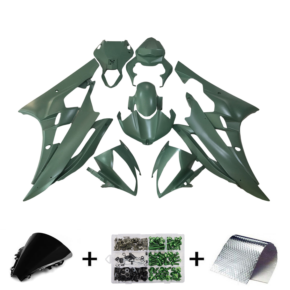 Amotopart 2006-2007 ヤマハ YZF-R6 グリーン ホワイト グレー フェアリングキット