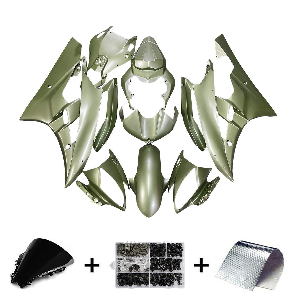 Amotopart 2006-2007 Yamaha YZF-R6 Grå Grøn Gul Hvid Fairing Kit