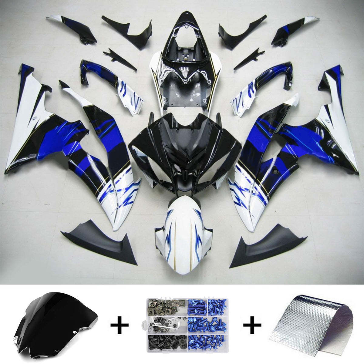 Amotopart 2008-2016 Yamaha YZF-R6 Blue White Black Fairing Kit