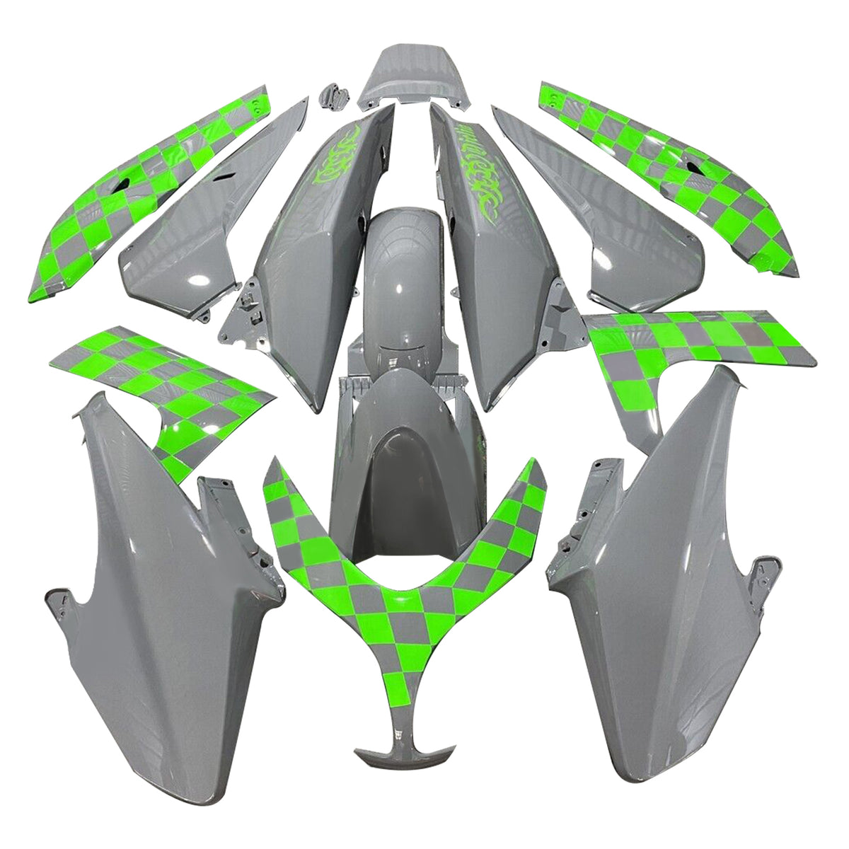 Amotopart 2008-2012 Yamaha TMAX XP500 Gray White Green Fairing Kit