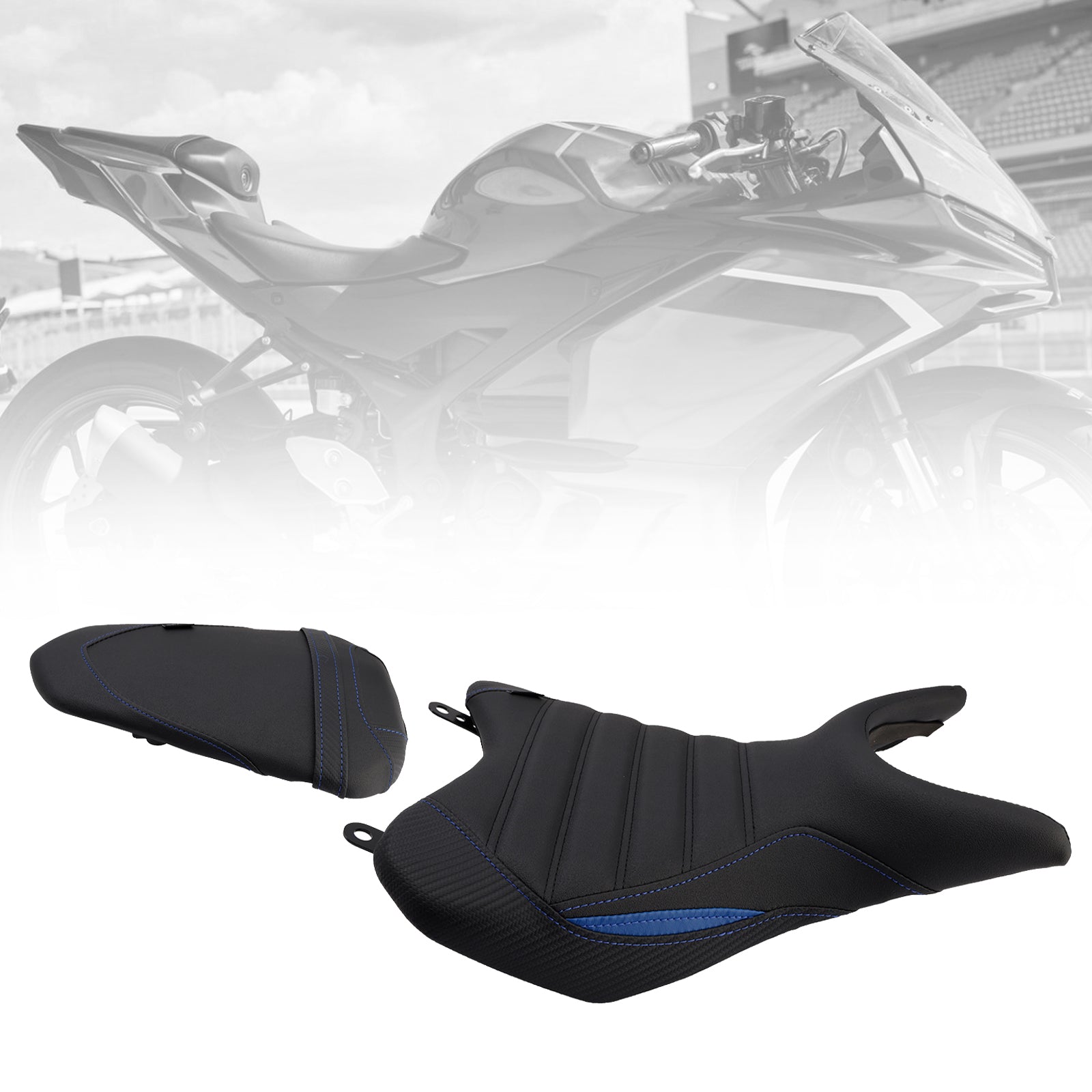 25- 25- Yamaha Yzf-R3 Mt-03 Front&Rear Raider Passenger Cushion Kit Blue
