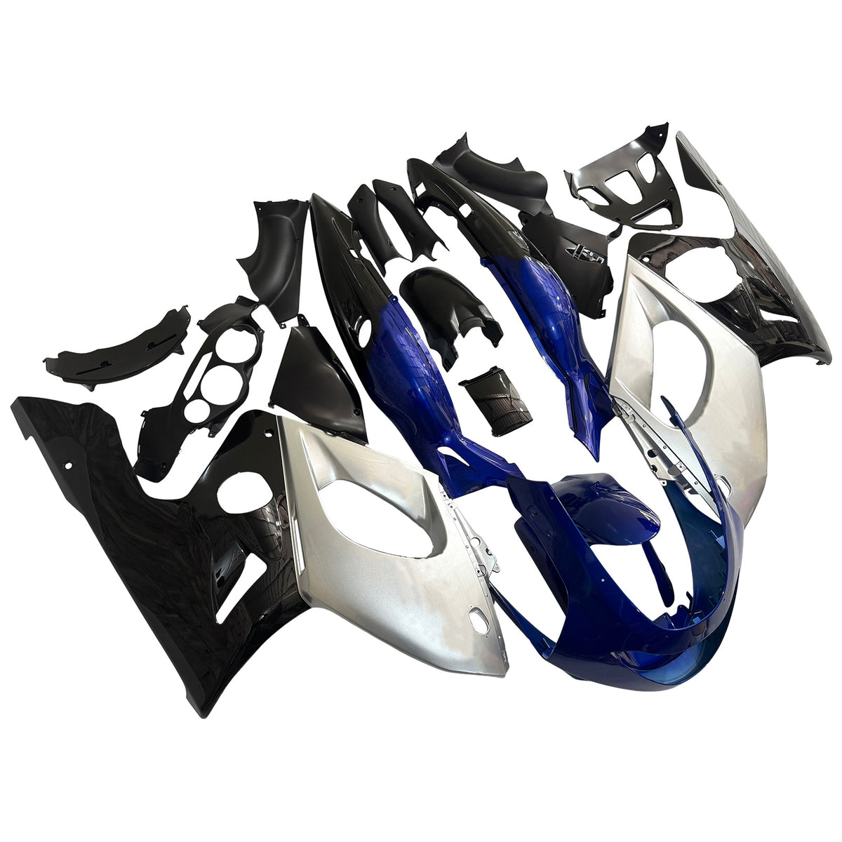 Amotopart 1996–2007 Yamaha YZF 600R Thundercat Schwarz Weiß Blau Grau Verkleidungsset