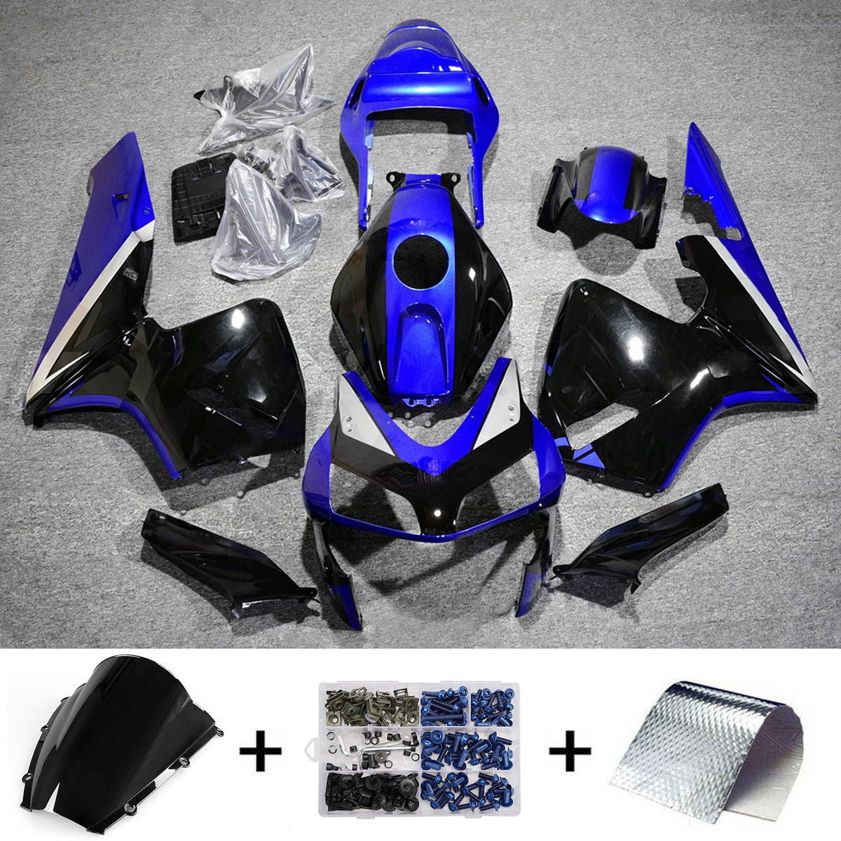 Kit carena Amotopart 2003-2004 Honda CBR600RR F5 blu nero
