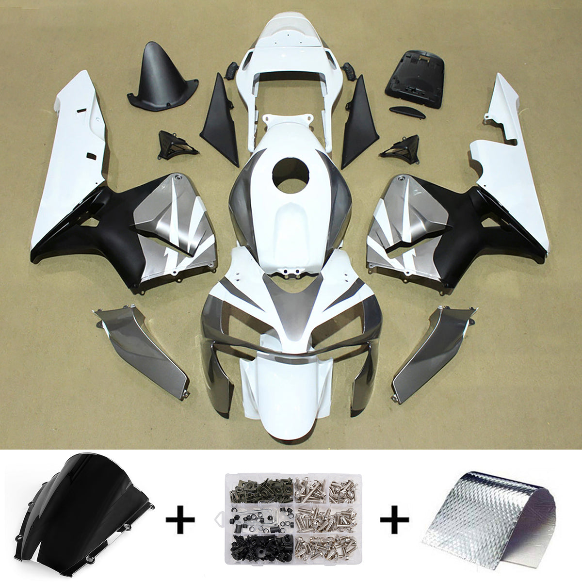 Amotopart 2003-2004 Honda CBR600RR F5 White Black Fairing Kit