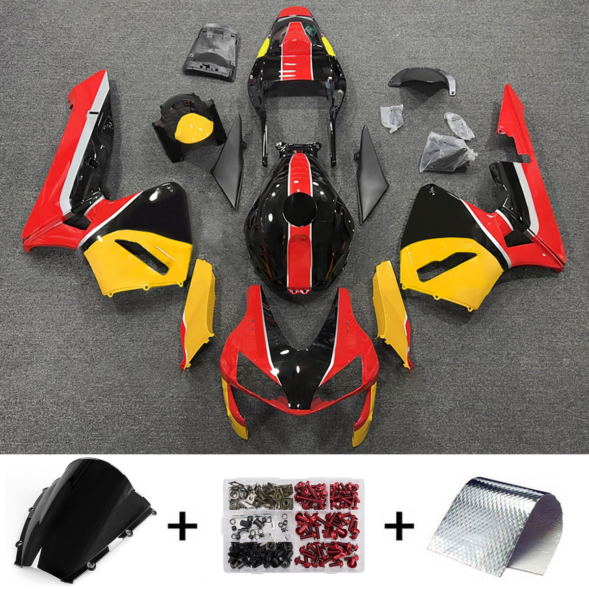 Amotopart 2003–2004 Honda CBR600RR F5 Rot Schwarz Verkleidungsset