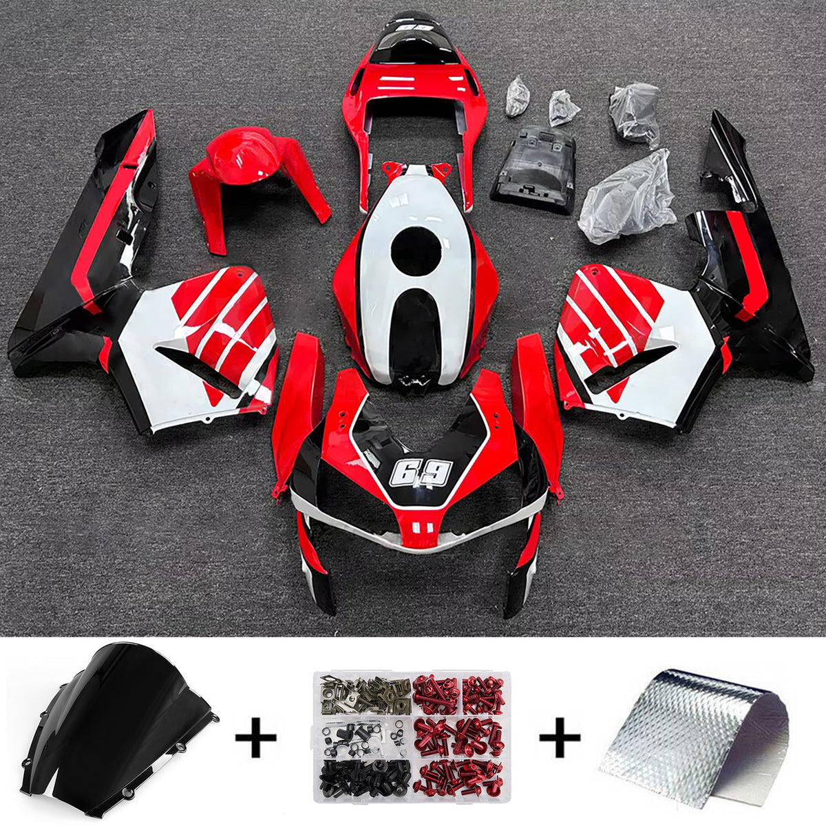 Amotopart 2003-2004 ホンダ CBR600RR F5 レッド ホワイト フェアリングキット