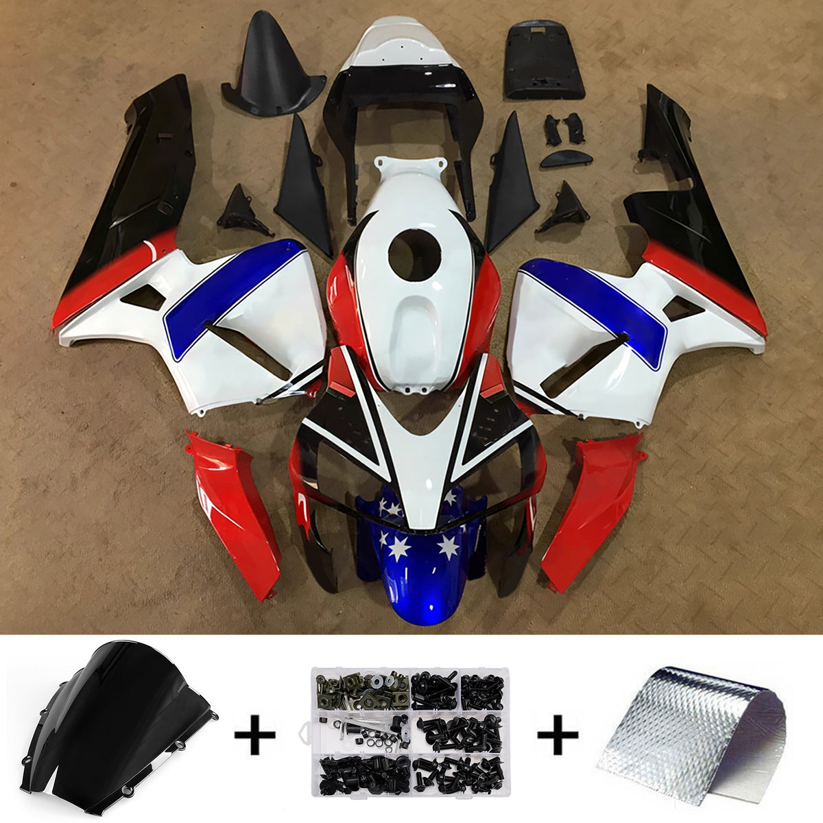 Amotopart 2003-2004 Honda CBR600RR F5 White Red Fairing Kit