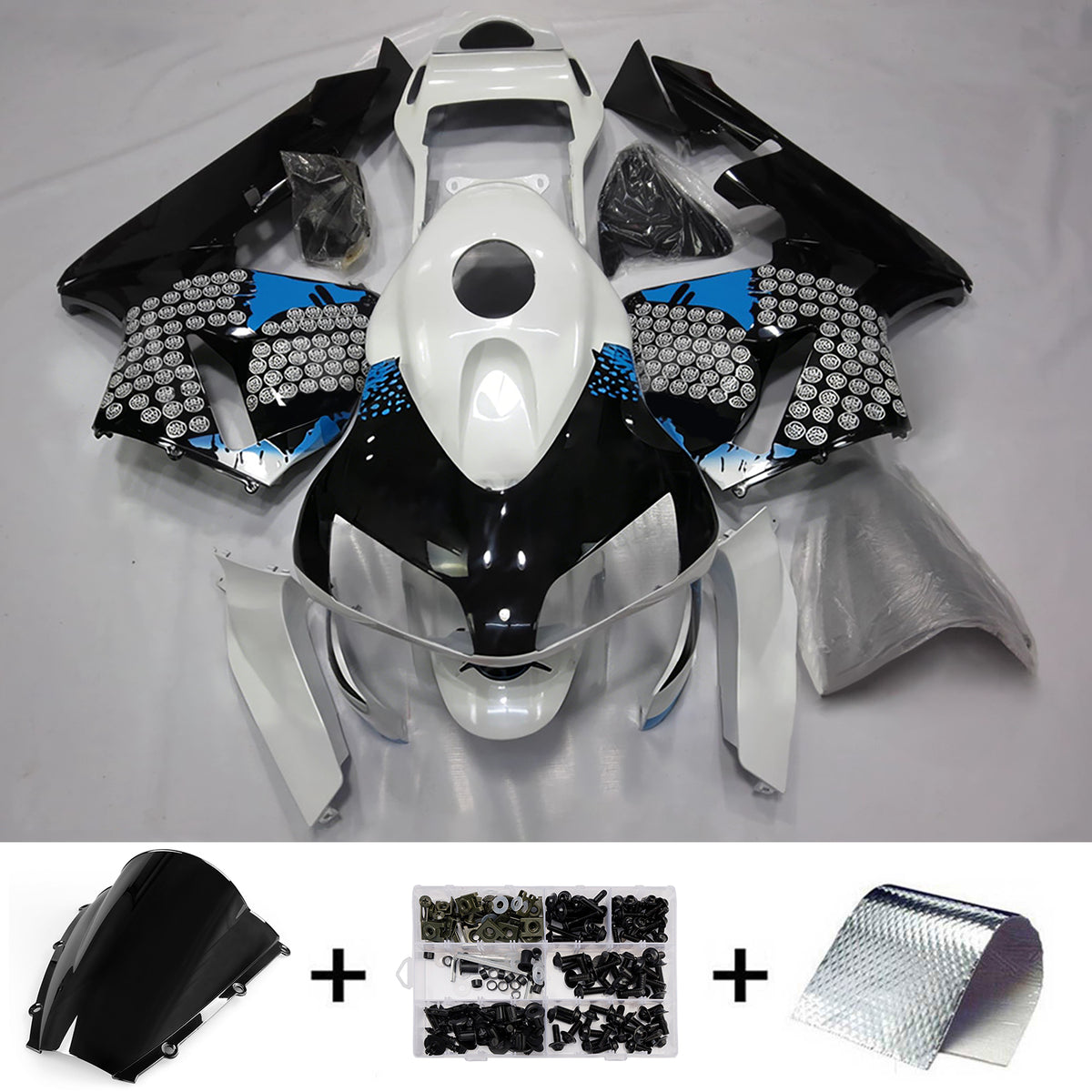 Amotopart 2003-2004 Honda CBR600RR F5 White Black Fairing Kit