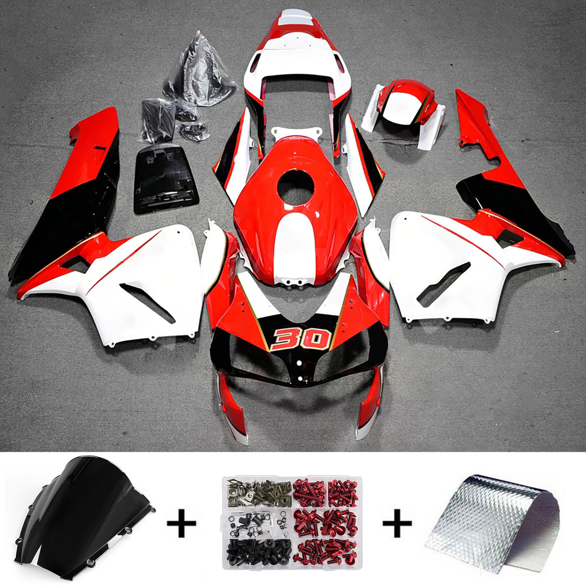 Amotopart 2003–2004 Honda CBR600RR F5 rot-weißes Verkleidungsset