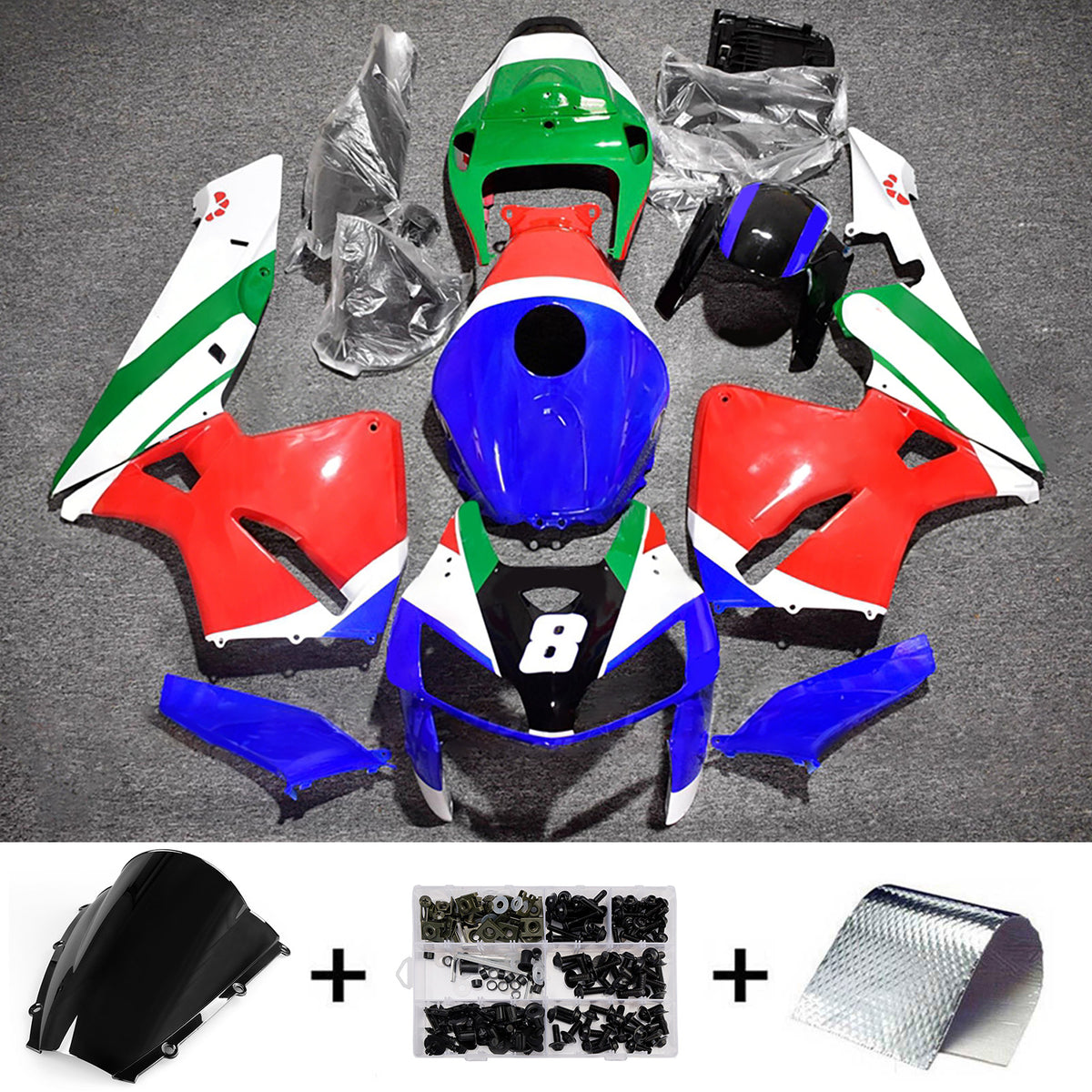 Amotopart 2003-2004 Honda CBR600RR F5 Red Blue Green Fairing Kit