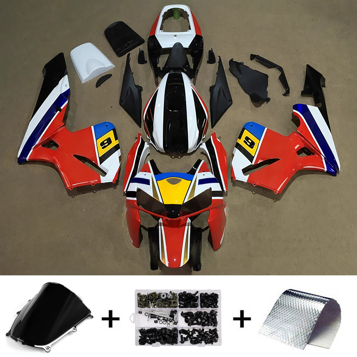 Amotopart 2005–2006 Honda CBR600RR F5 Rot Schwarz Verkleidungsset