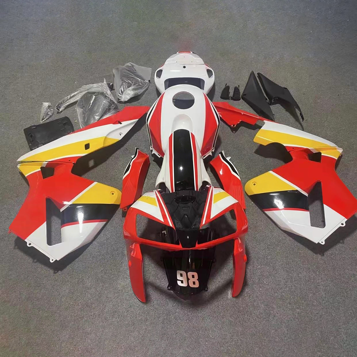 Amotopart 2005-2006 Honda CBR600RR F5 Red Yellow White Fairing Kit