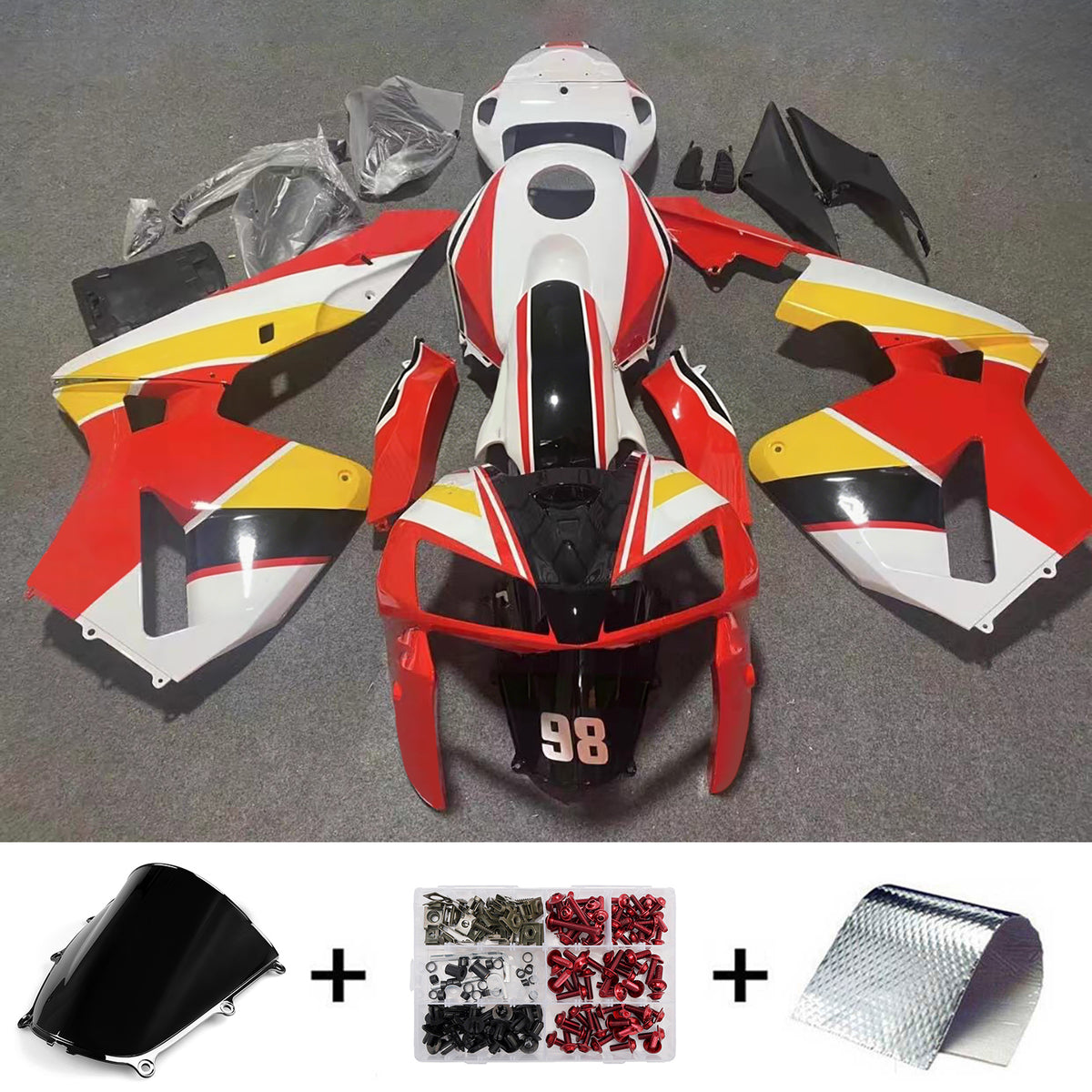 Amotopart 2005-2006 Honda CBR600RR F5 Red Yellow White Fairing Kit