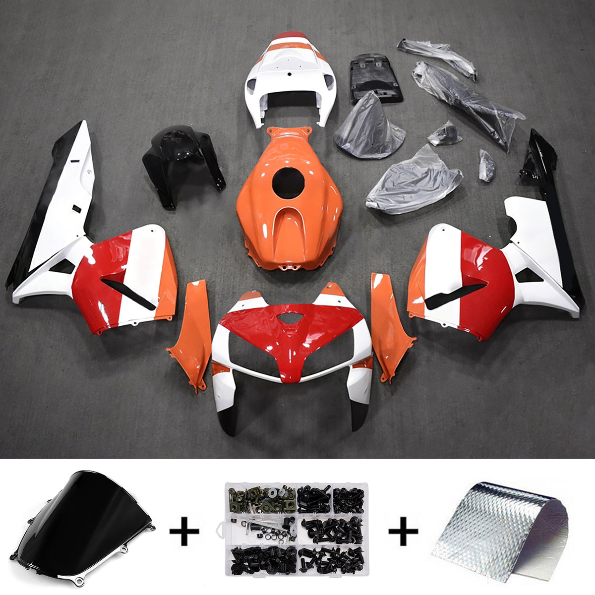 Amotopart 2005–2006 Honda CBR600RR F5 Orange-weißes Verkleidungsset