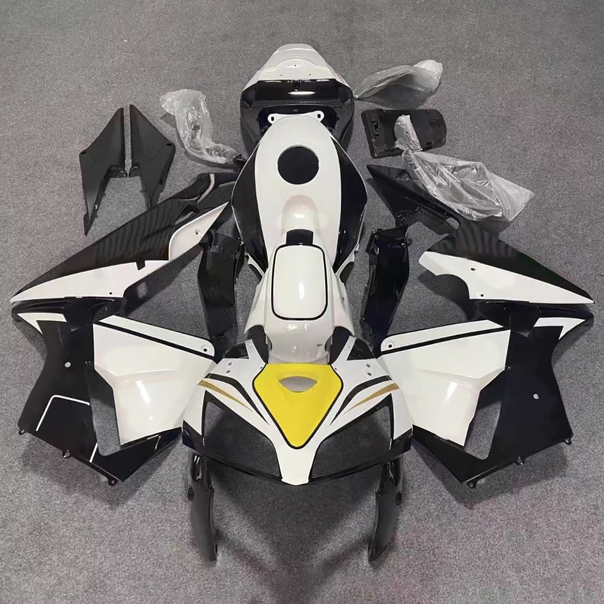 Amotopart 2005–2006 Honda CBR600RR F5 Weiß Schwarz Verkleidungsset