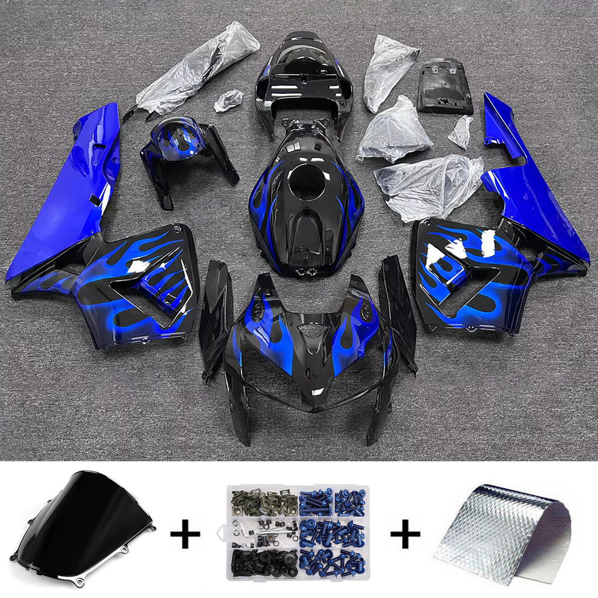 Amotopart 2005-2006 ホンダ CBR600RR F5 ブラック ブルー フェアリングキット