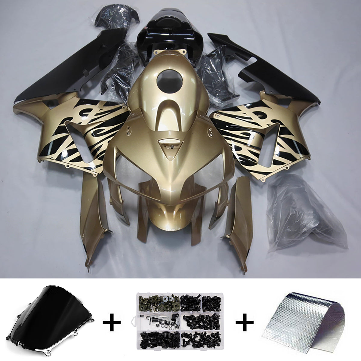 Amotopart 2005-2006 Honda CBR600RR F5 Gold Black Fairing Kit