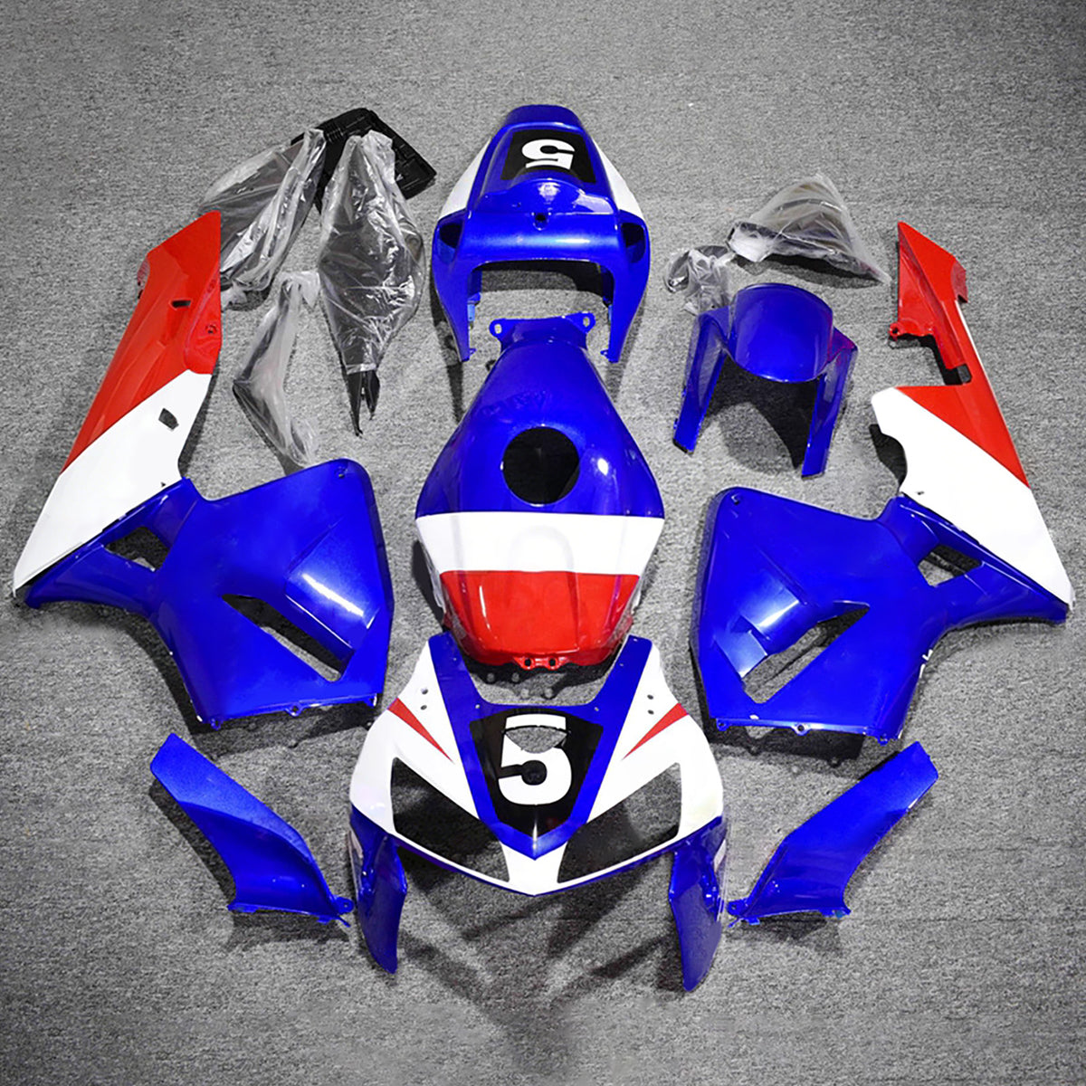 Amotopart 2005-2006 Honda CBR600RR F5 Blue Red White Fairing Kit