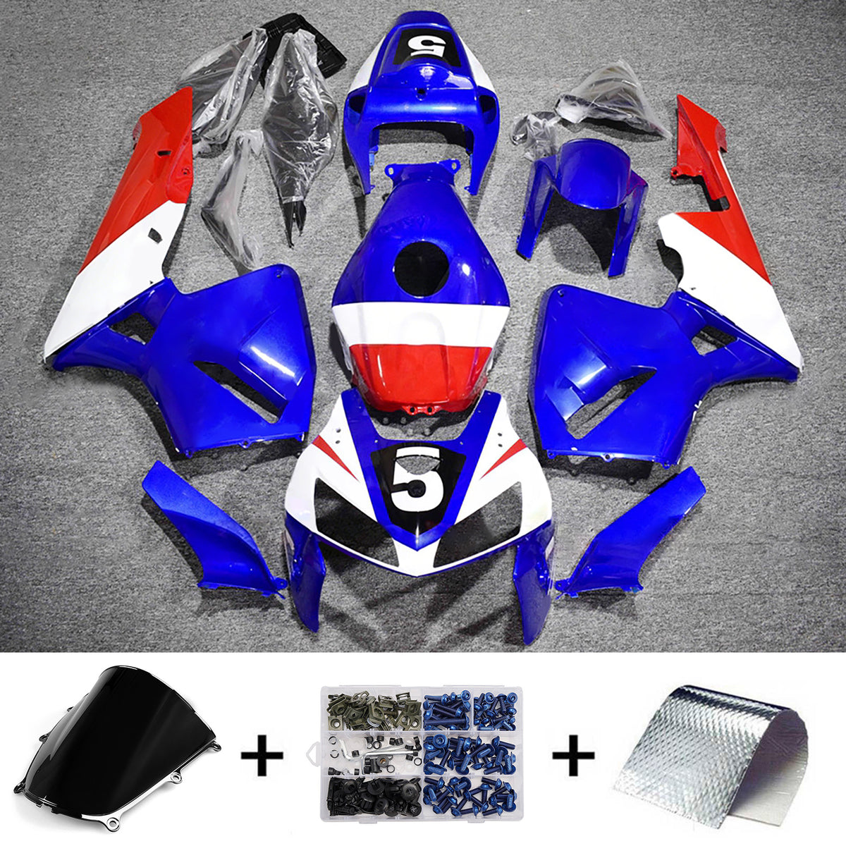 Amotopart 2005-2006 Honda CBR600RR F5 Blue Red White Fairing Kit
