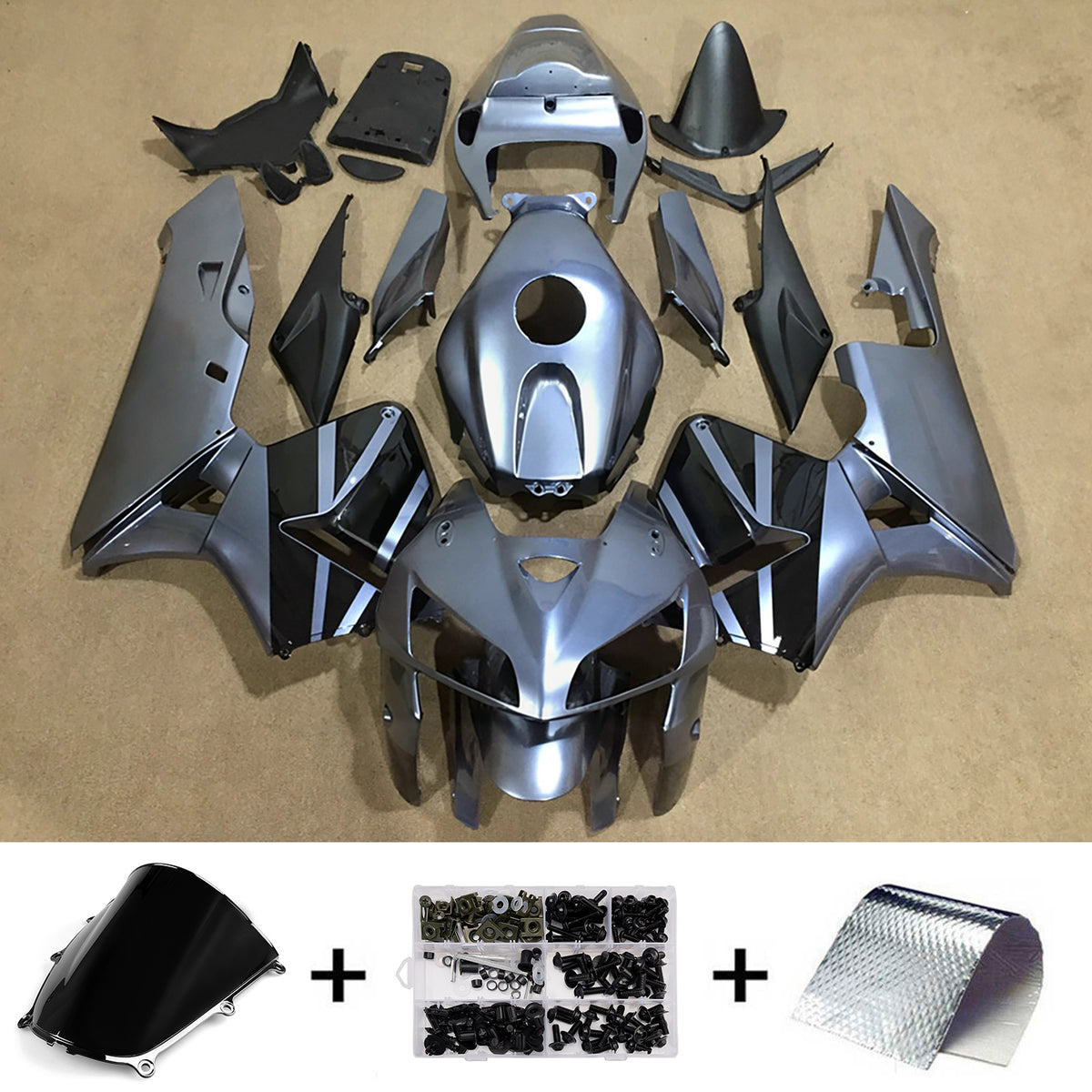 Kit de carenagem preta Amotopart 2005-2006 Honda CBR600RR F5