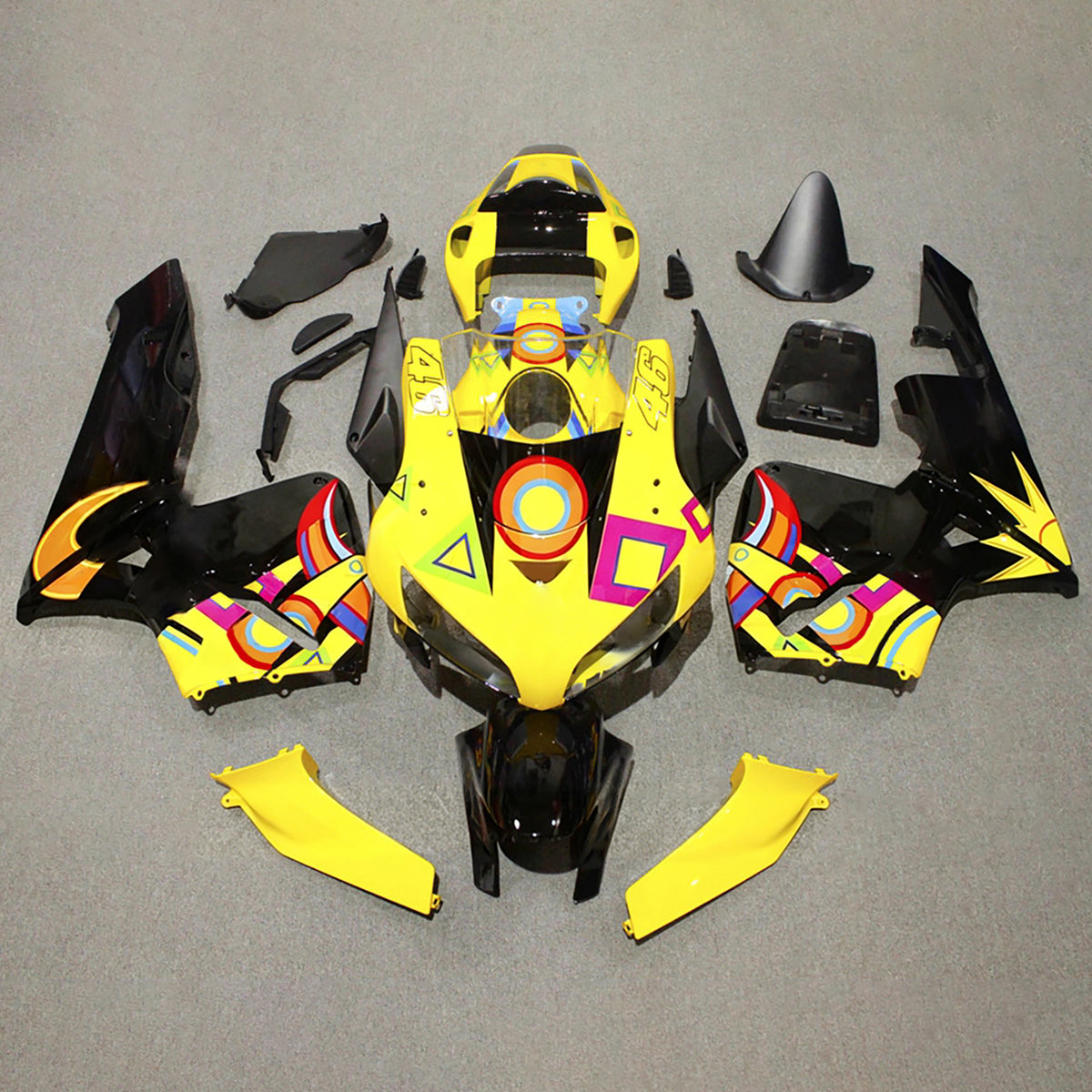 Amotopart 2005-2006 Honda CBR600RR F5 Yellow Black Fairing Kit