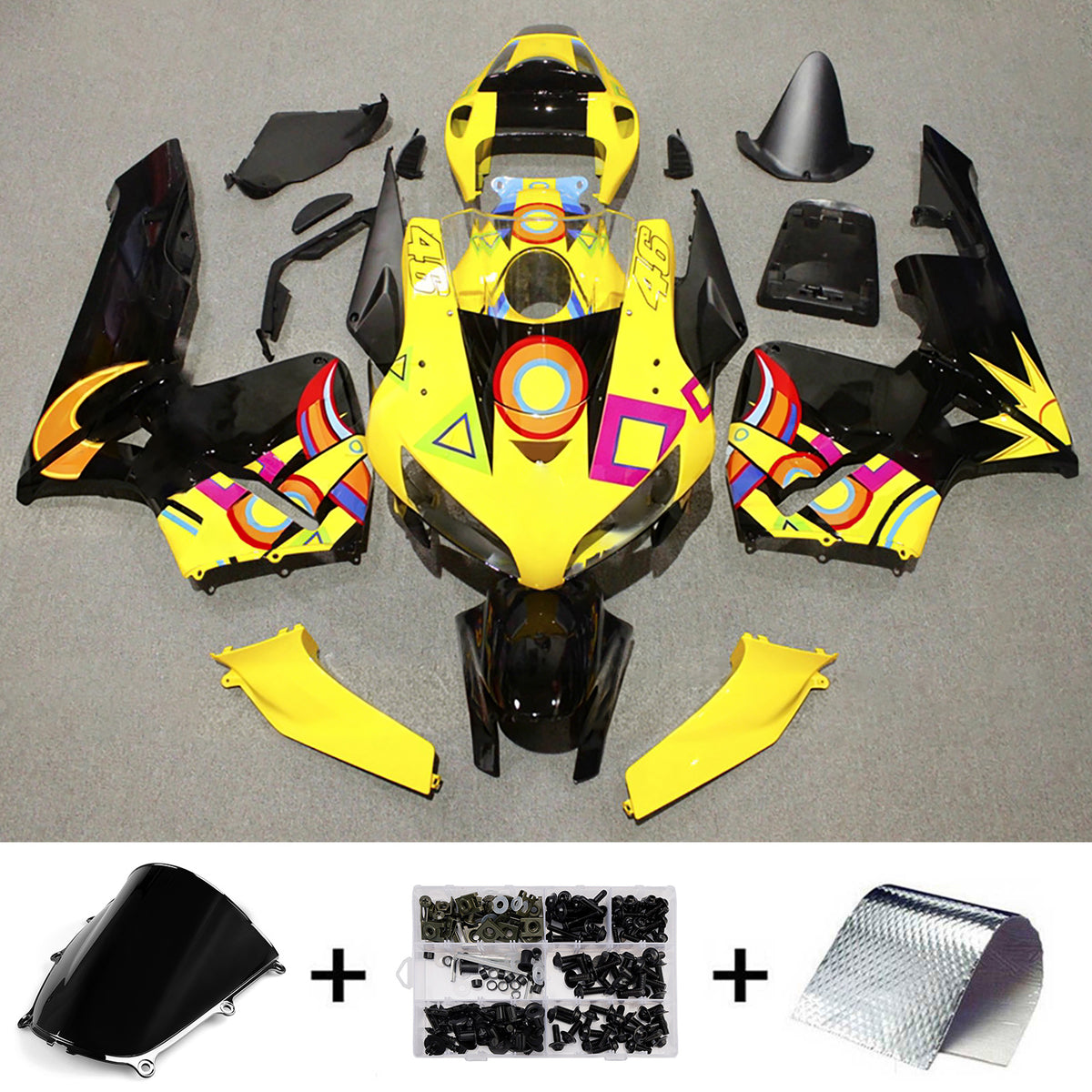 Amotopart 2005–2006 Honda CBR600RR F5 Gelb Schwarz Verkleidungsset