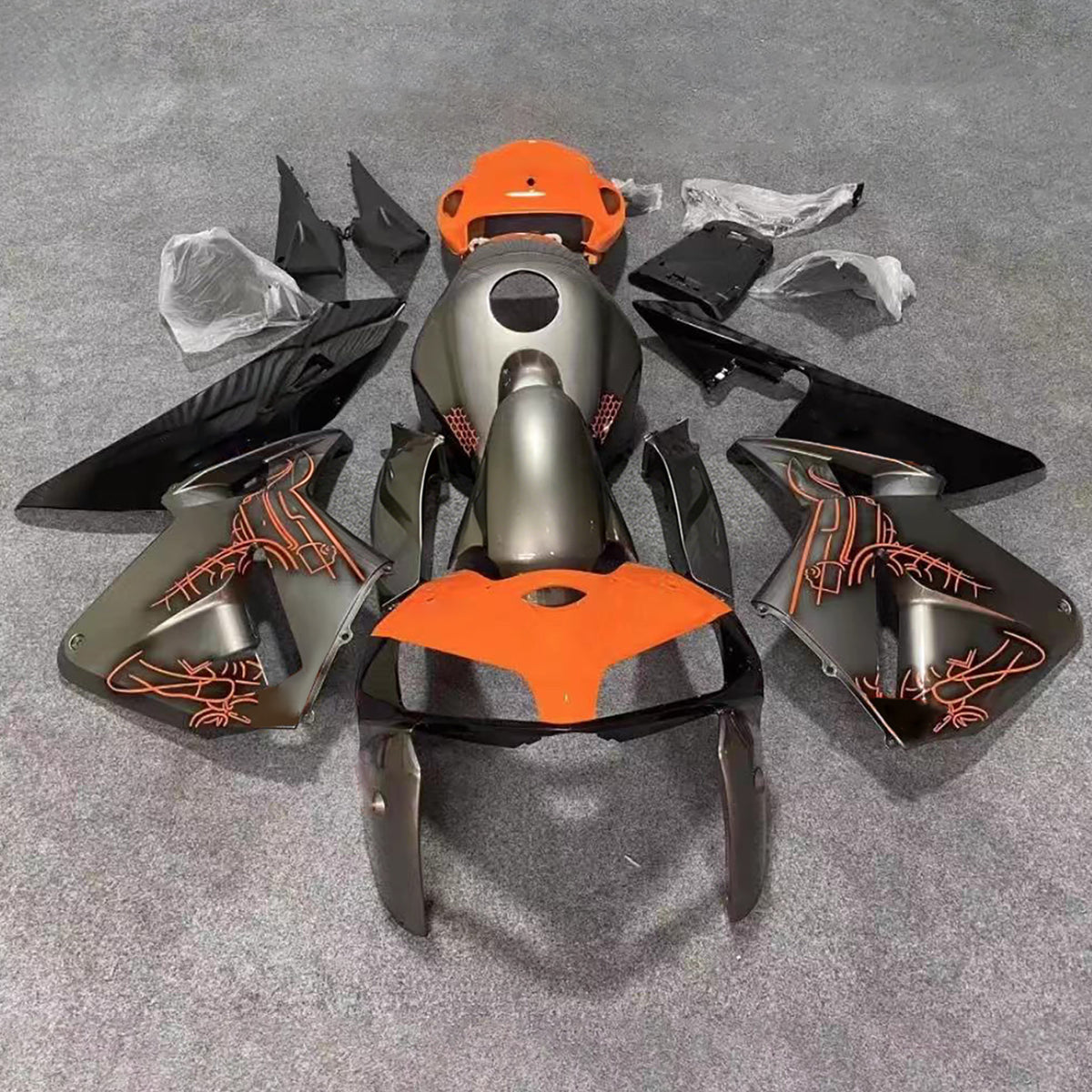 Amotopart 2005-2006 Honda CBR600RR F5 Black Orange Fairing Kit