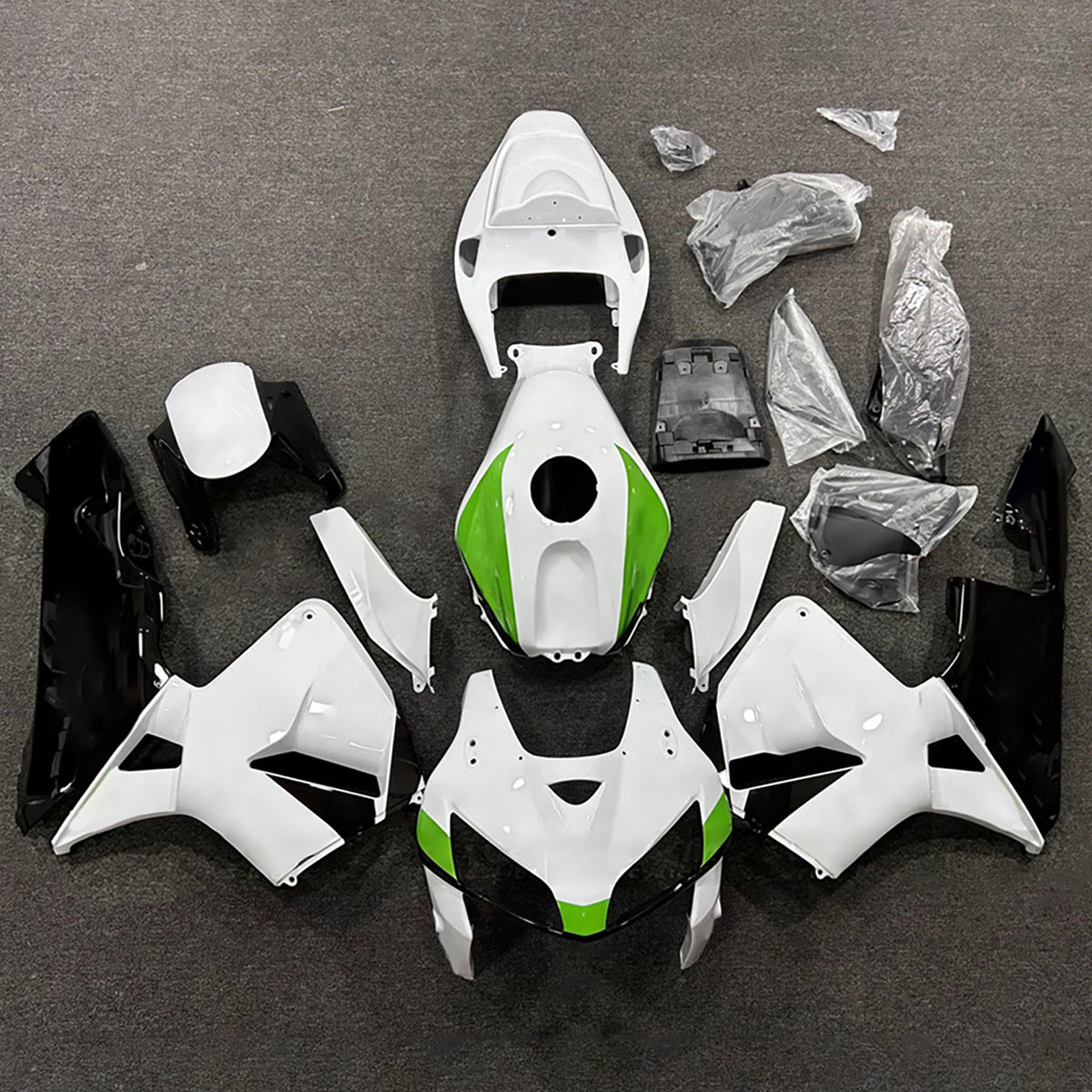 Kit de carenagem Amotopart 2005-2006 Honda CBR600RR F5 branco verde