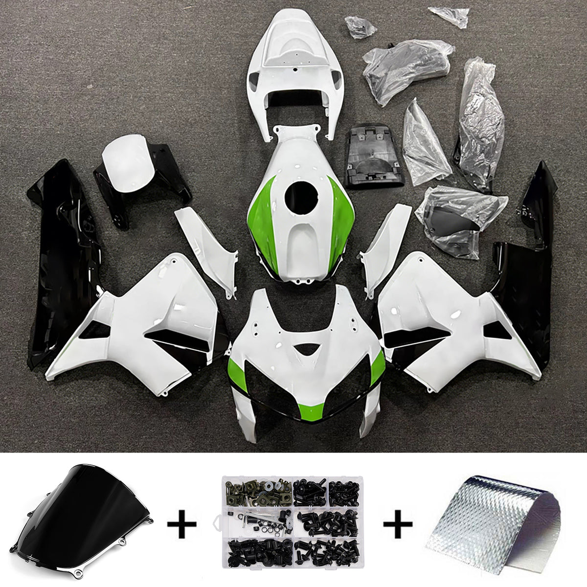 Kit de carenagem Amotopart 2005-2006 Honda CBR600RR F5 branco verde