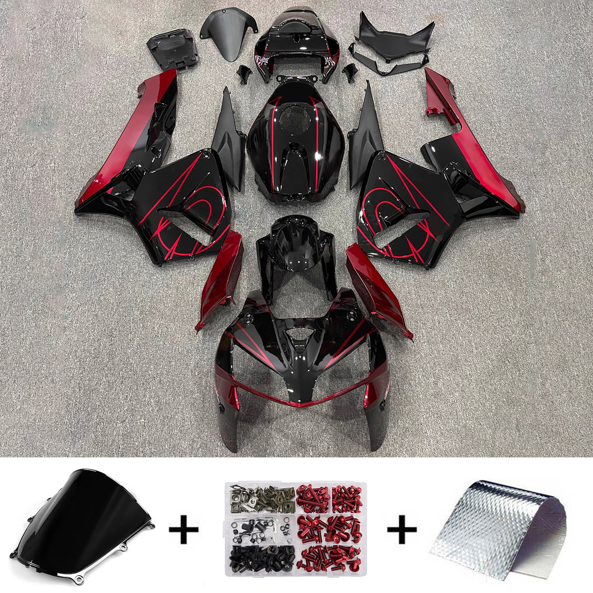 Amotopart 2005-2006 Honda CBR600RR F5 Black Red Fairing Kit