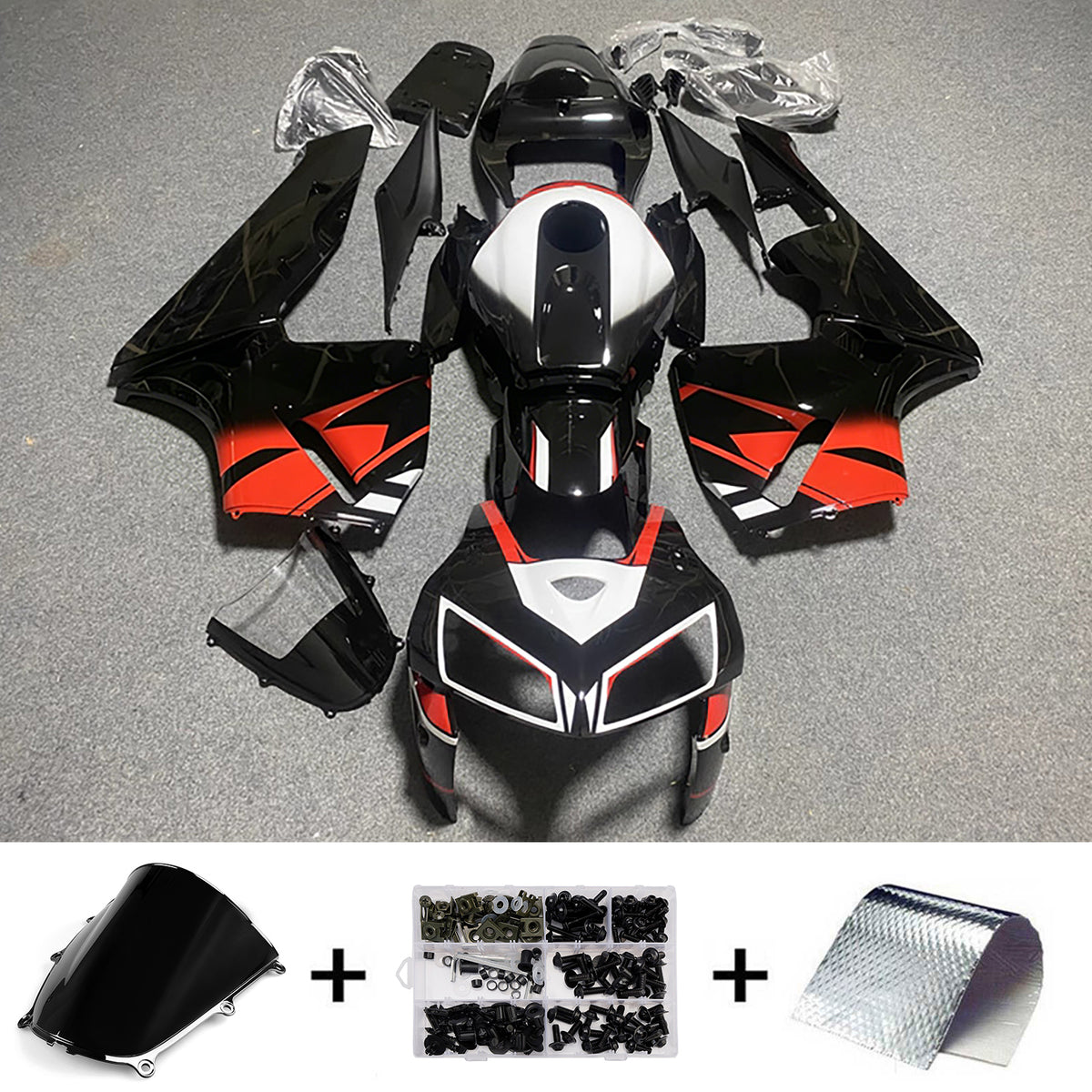 Kit carena Amotopart 2005-2006 Honda CBR600RR F5 nero rosso