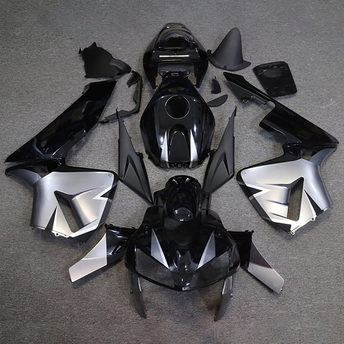 Amotopart 2005–2006 Honda CBR600RR F5 Schwarz Silber Verkleidungsset