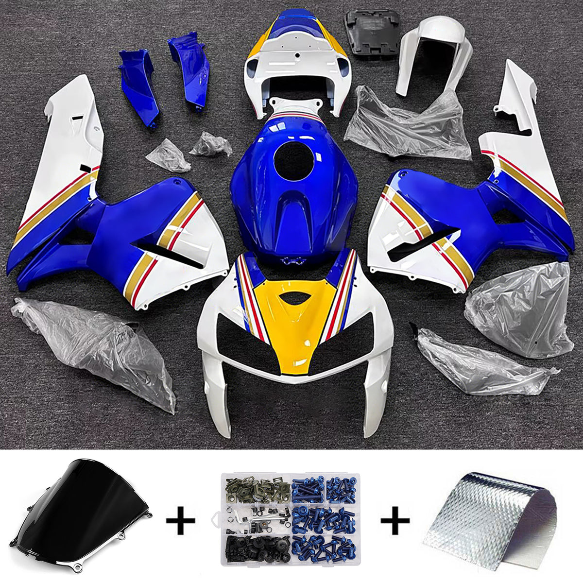 Amotopart 2005-2006 Honda CBR600RR F5 Blue White Fairing Kit