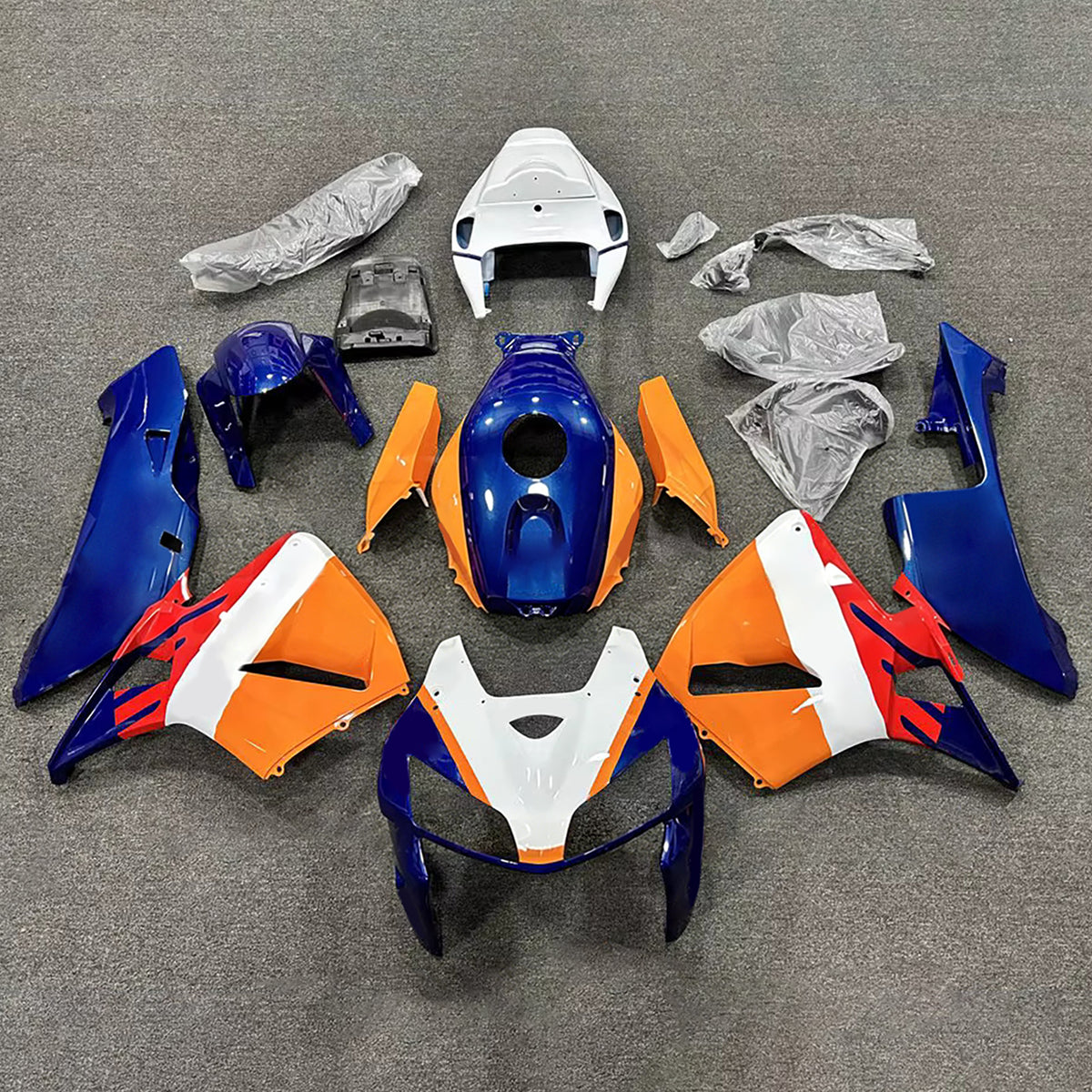 Amotopart 2005-2006 Honda CBR600RR F5 Orange Blue Fairing Kit