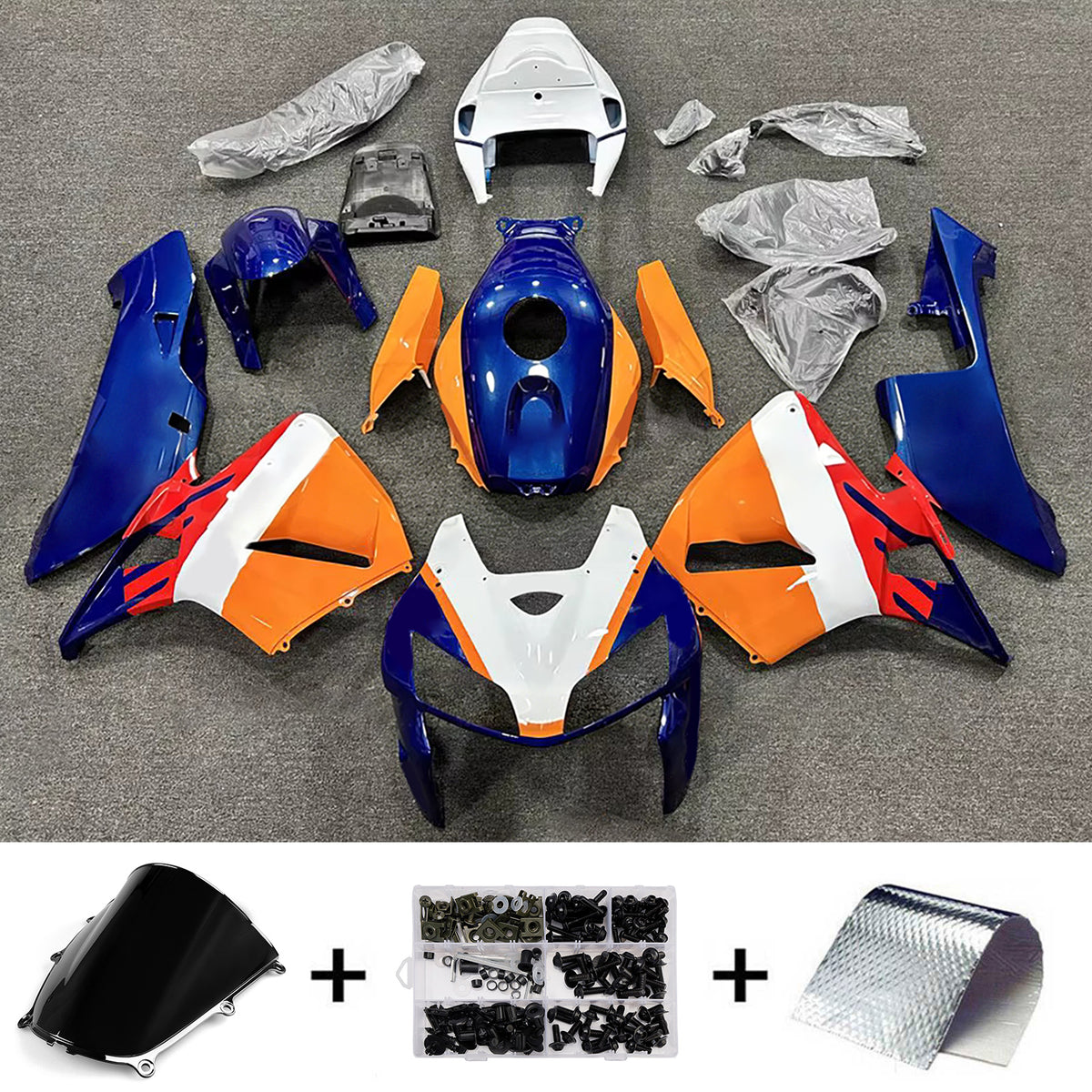 Amotopart 2005-2006 Honda CBR600RR F5 Orange Blue Fairing Kit