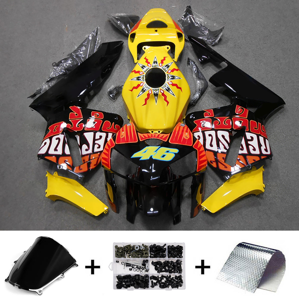 Amotopart 2005-2006 Honda CBR600RR F5 Yellow Red Fairing Kit
