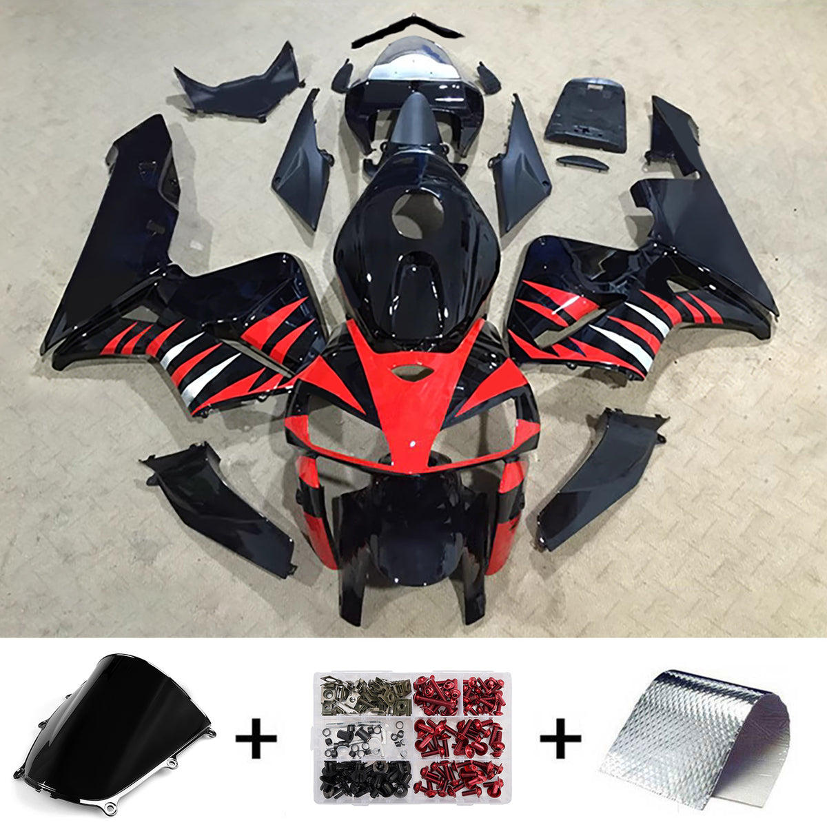 Amotopart 2005-2006 Honda CBR600RR F5 Black Red Fairing Kit