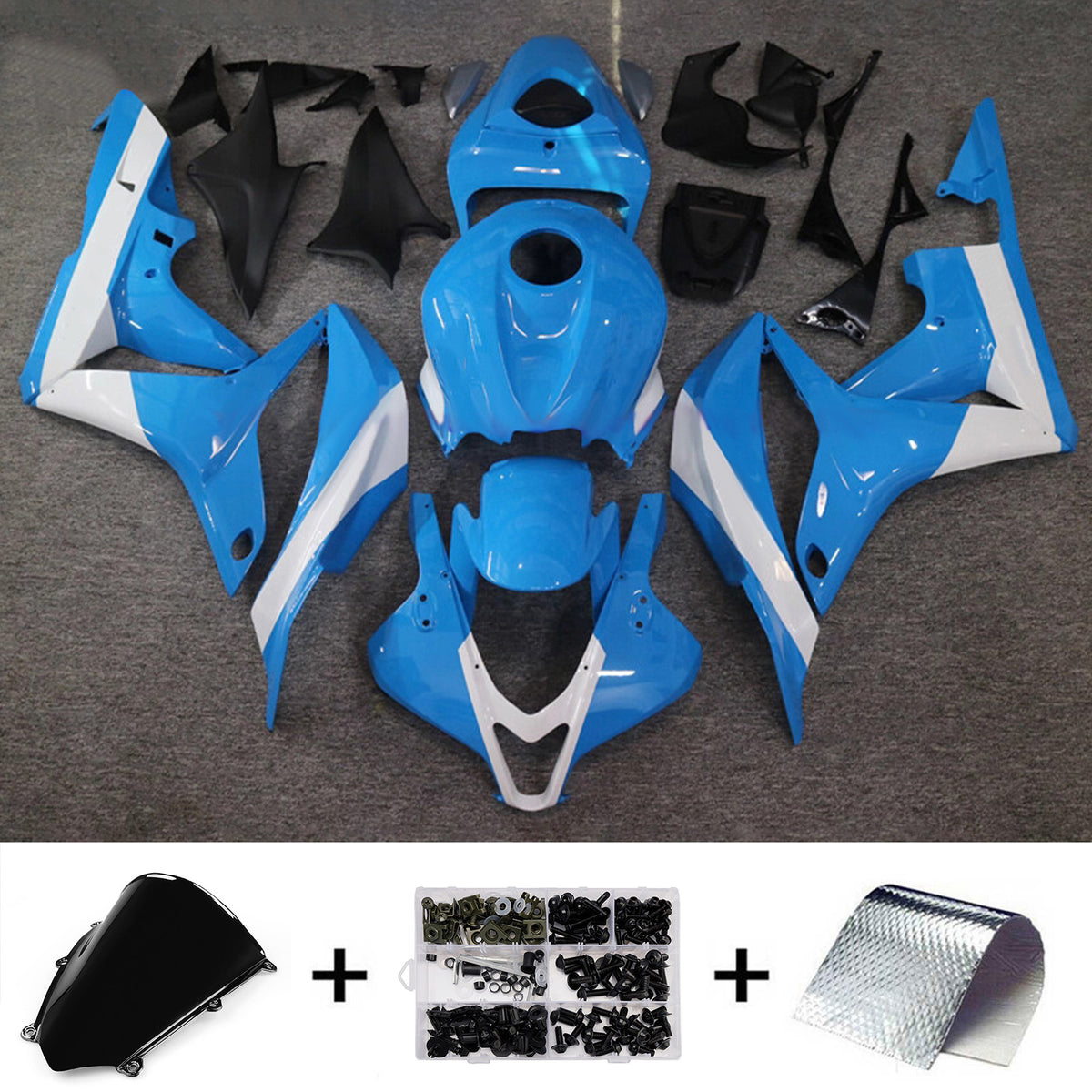 Amotopart 2007-2008 Honda CBR600RR F5 Blue White Fairing Kit