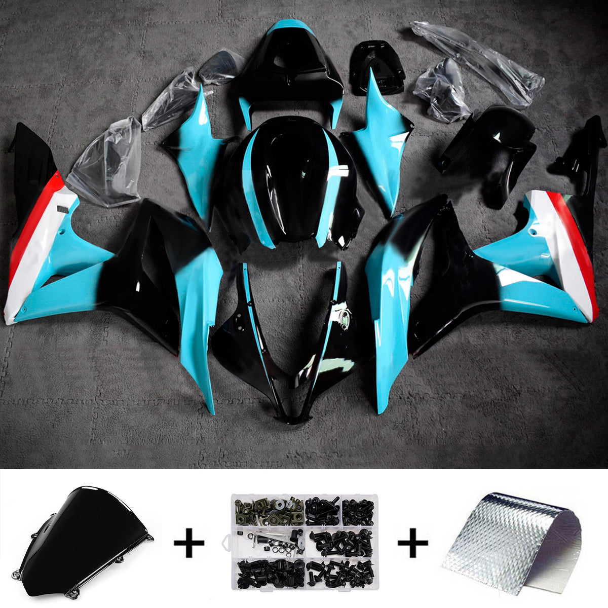 Amotopart 2007–2008 Honda CBR600RR F5 Blau Schwarz Verkleidungsset