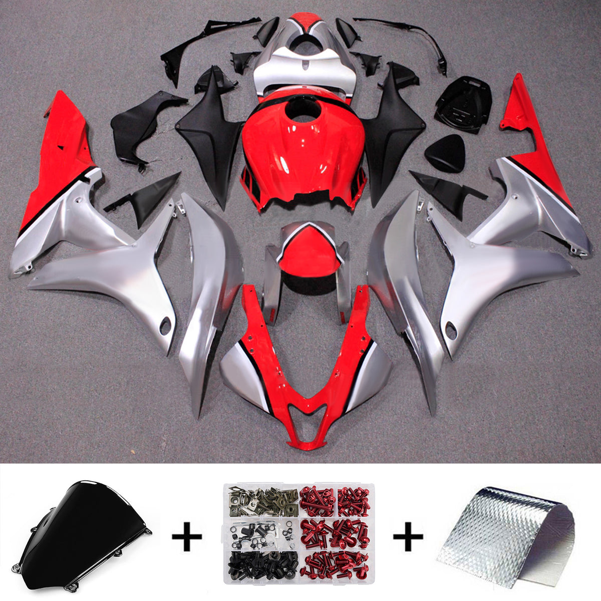Amotopart 2007-2008 Honda CBR600RR F5 Red Silver Sada kapotáže