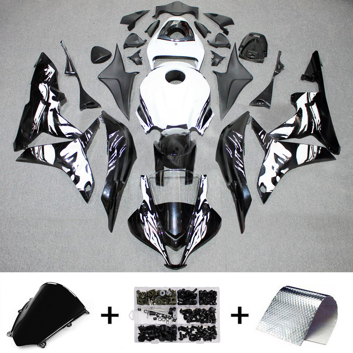 Amotopart 2007–2008 Honda CBR600RR F5 Schwarz Weiß Verkleidungsset