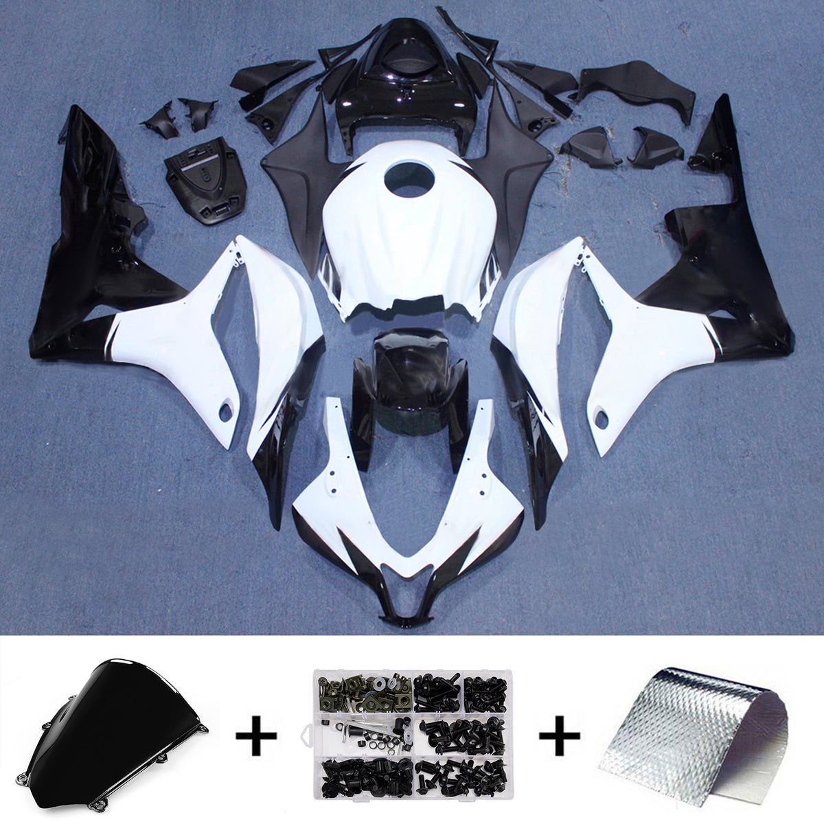 Amotopart 2007-2008 Honda CBR600RR F5 White Black Fairing Kit